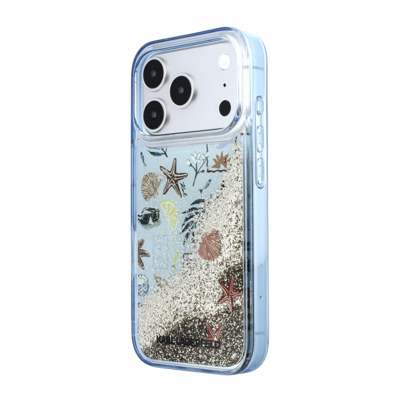 Karl Lagerfeld Liquid Glitter Beach Case for iPhone 18 Pro Max Blue