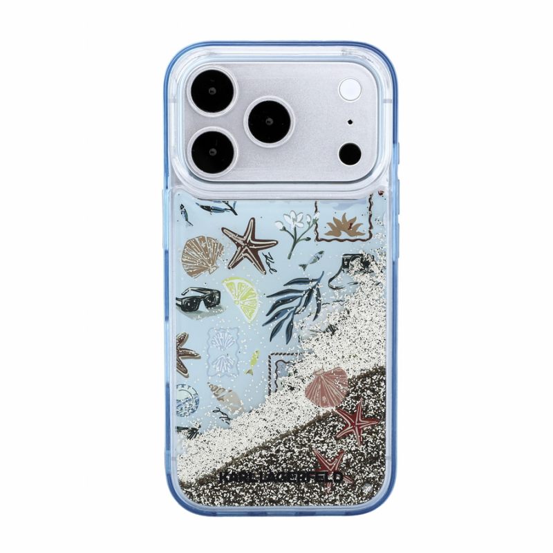 Karl Lagerfeld Liquid Glitter Beach Case for iPhone 18 Pro Max Blue
