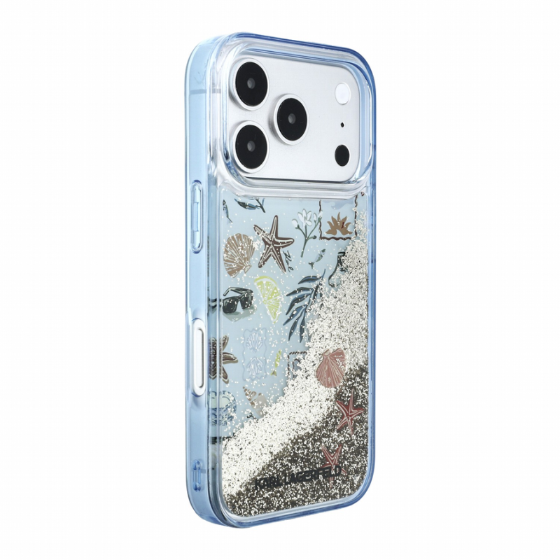 Karl Lagerfeld Liquid Glitter Beach Case for iPhone 18 Pro Max Blue
