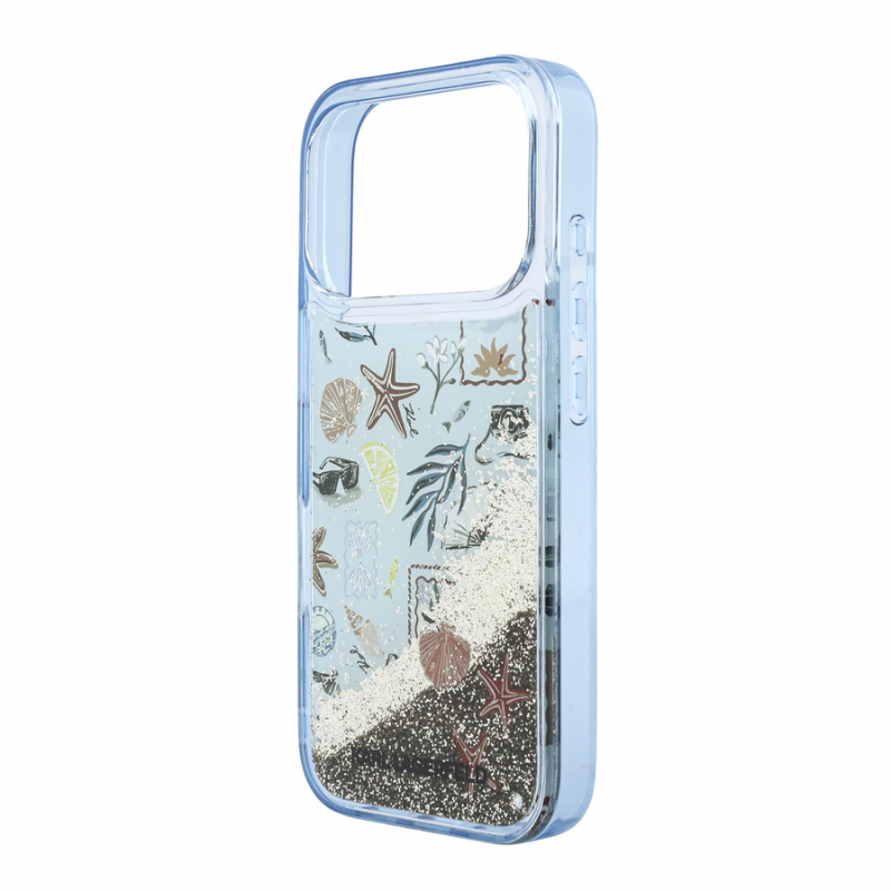 Karl Lagerfeld Liquid Glitter Beach Case for iPhone 18 Pro Blue