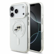 Karl Lagerfeld IML K&CH Heads Metal Frame MagSafe Case for iPhone 18 Pro White