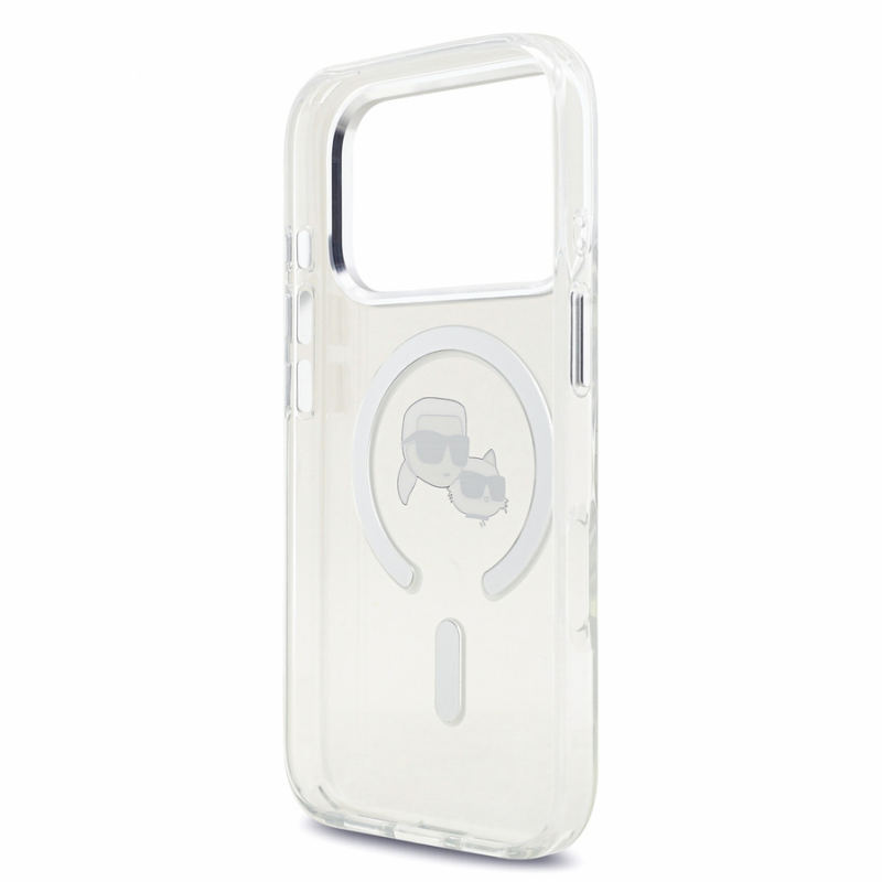 Karl Lagerfeld IML K&CH Heads Metal Frame MagSafe Case for iPhone 18 Pro White