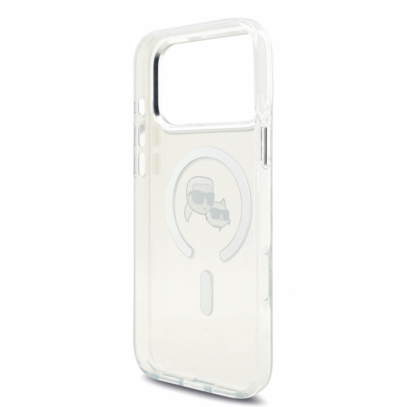 Karl Lagerfeld IML K&CH Heads Metal Frame MagSafe Case for iPhone 18 Pro Max White