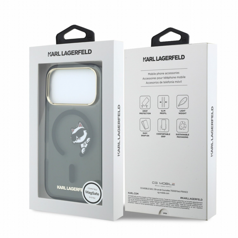 Karl Lagerfeld IML Choupette Peekaboo Magsafe Case for iPhone 18 Pro Black