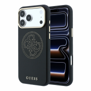 Guess PU Semi Wrap Perforated 4G Logo MagSafe Case for iPhone 18 Pro Max Black