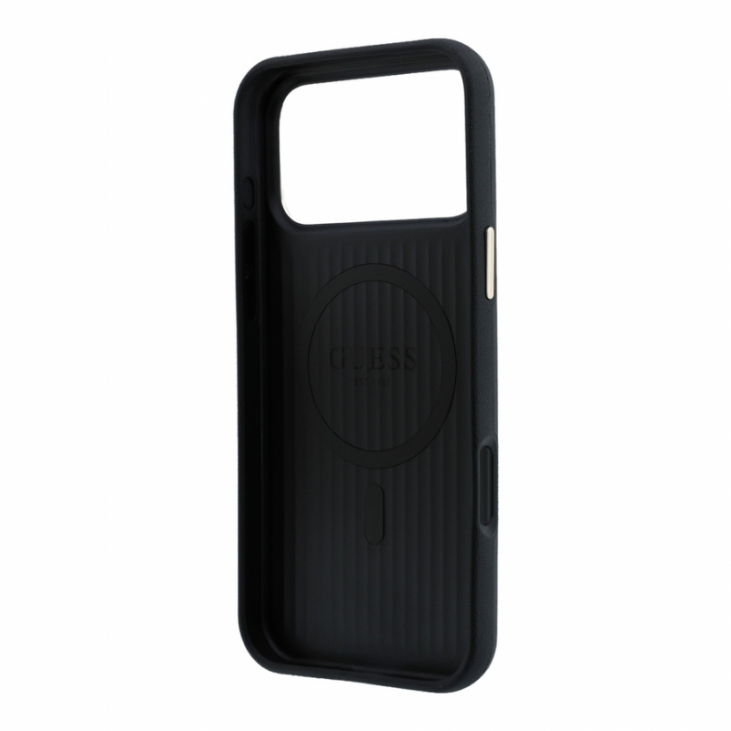 Guess PU Semi Wrap Perforated 4G Logo MagSafe Case for iPhone 18 Pro Max Black