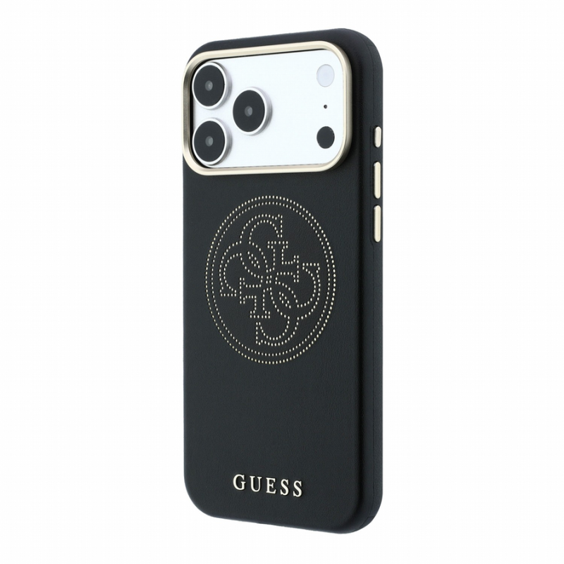 Guess PU Semi Wrap Perforated 4G Logo MagSafe Case for iPhone 18 Pro Black