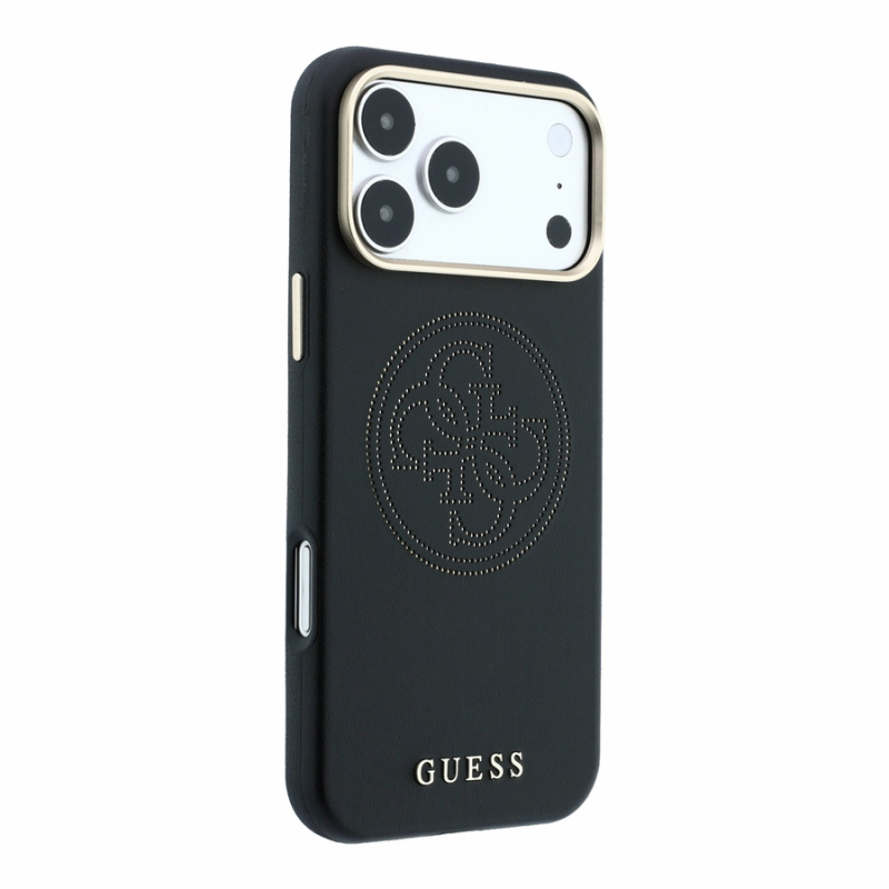 Guess PU Semi Wrap Perforated 4G Logo MagSafe Case for iPhone 18 Pro Black
