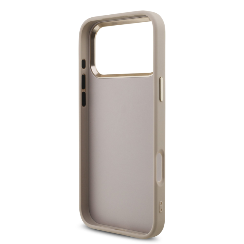 Guess PU Leather 4G Metal Logo Gold Frame Case for iPhone 18 Pro Max Pink