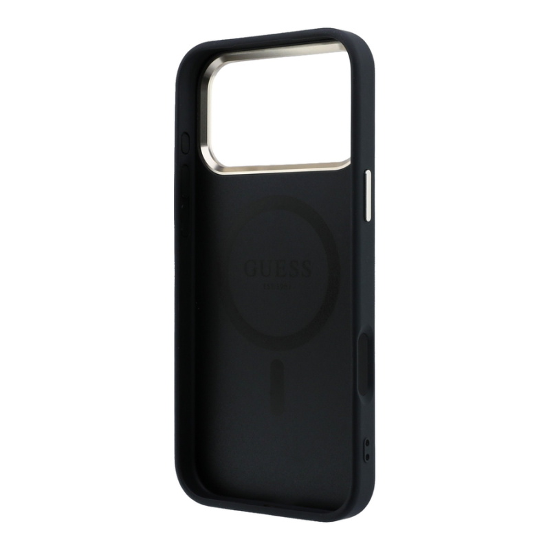 Guess PU Leather 4G Gold Frame MagSafe Case for iPhone 18 Pro Max Black