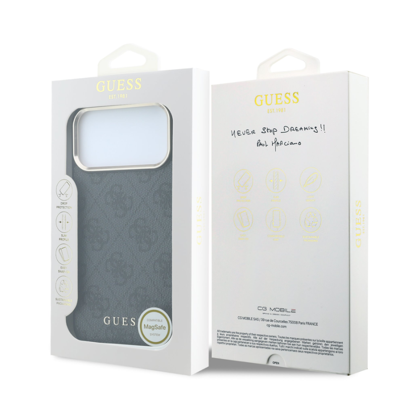 Guess PU Leather 4G Gold Frame MagSafe Case for iPhone 18 Pro Max Black
