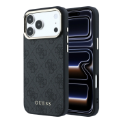 Guess PU Leather 4G Gold Frame MagSafe Case for iPhone 18 Pro Black