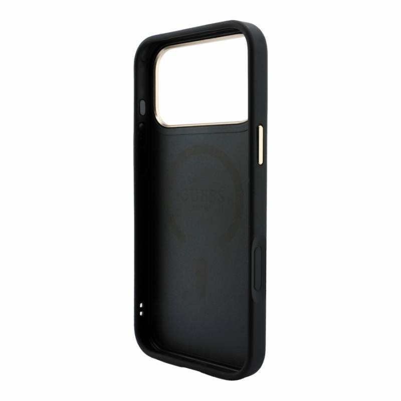 Guess PU Leather 4G Gold Frame Embossed MagSafe Case for iPhone 18 Pro Black