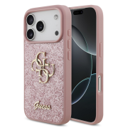 Guess PU Fixed Glitter 4G Metal Logo Case for iPhone 18 Pro Pink
