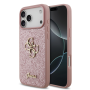 Guess PU Fixed Glitter 4G Metal Logo Case for iPhone 18 Pro Max Pink