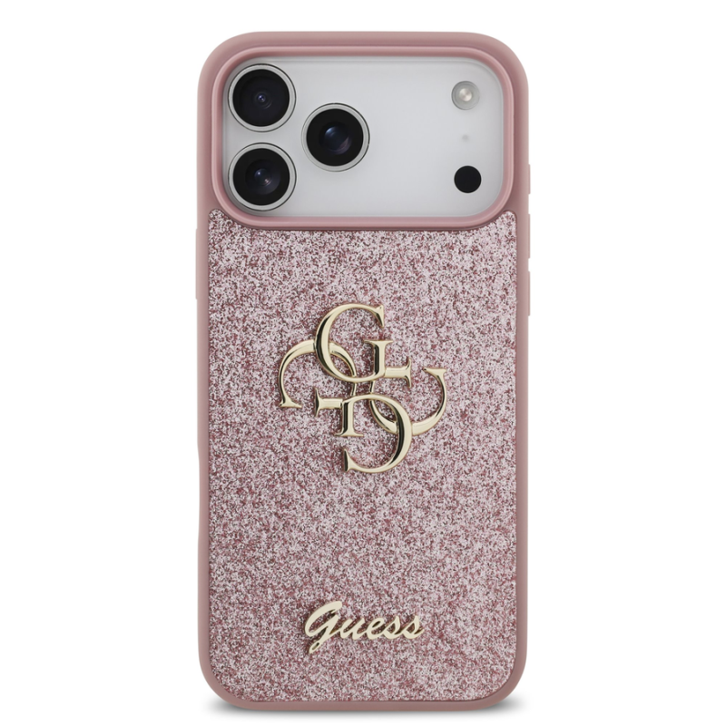 Guess PU Fixed Glitter 4G Metal Logo Case for iPhone 18 Pro Max Pink