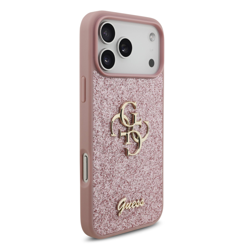 Guess PU Fixed Glitter 4G Metal Logo Case for iPhone 18 Pro Max Pink