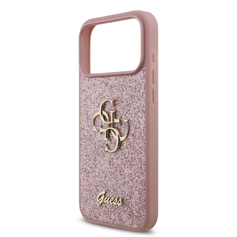 Guess PU Fixed Glitter 4G Metal Logo Case for iPhone 18 Pro Max Pink