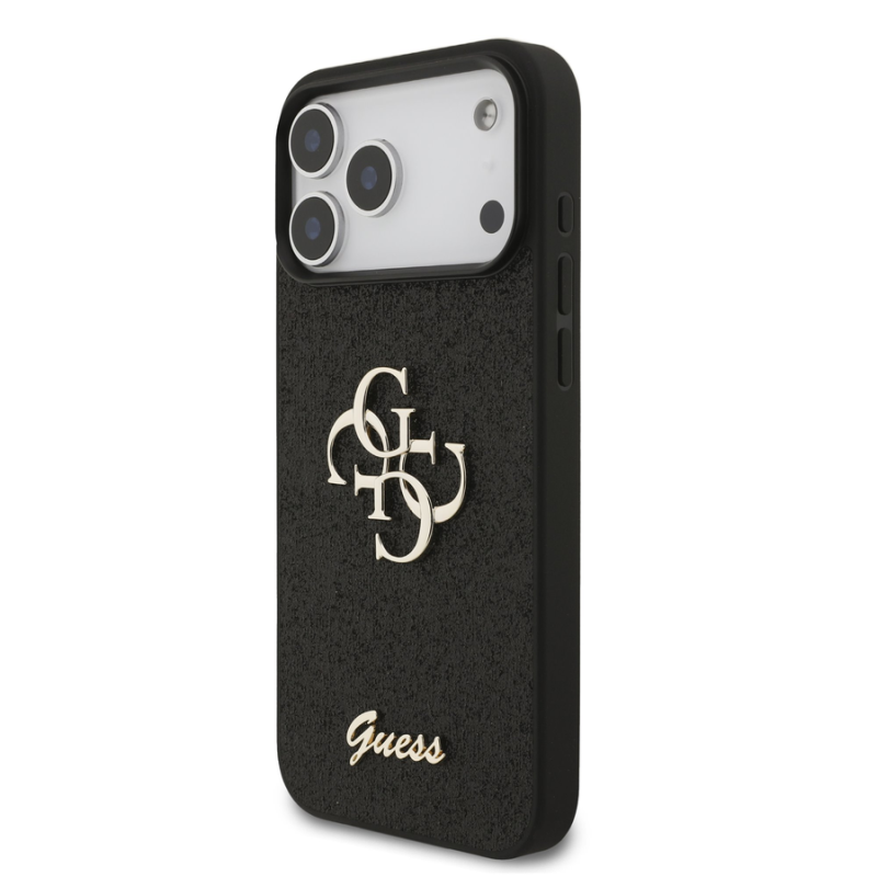 Guess PU Fixed Glitter 4G Metal Logo Case for iPhone 18 Pro Max Black