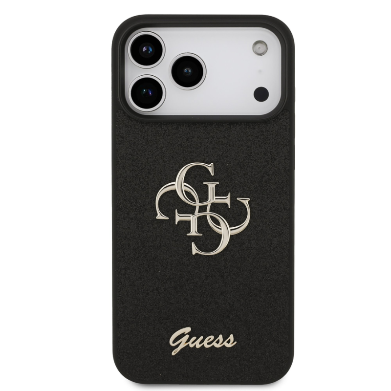 Guess PU Fixed Glitter 4G Metal Logo Case for iPhone 18 Pro Max Black