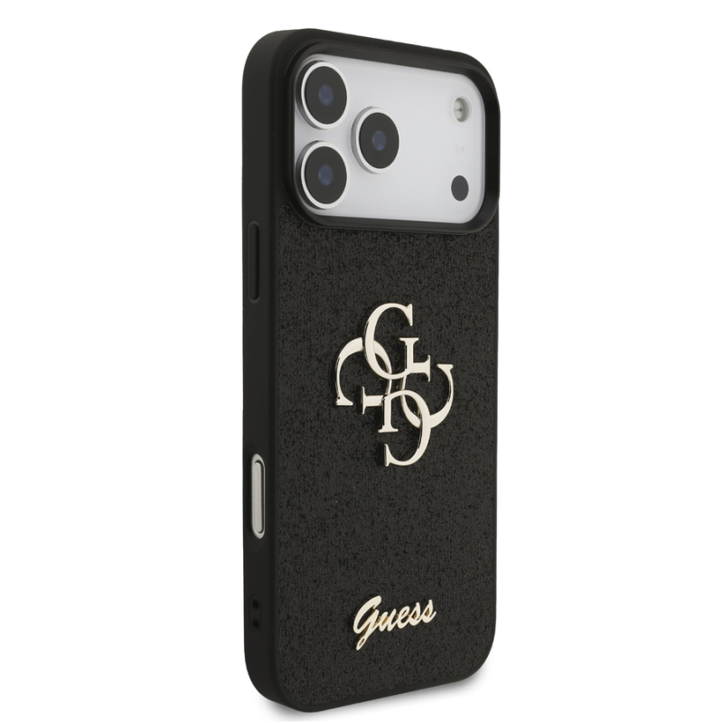 Guess PU Fixed Glitter 4G Metal Logo Case for iPhone 18 Pro Max Black