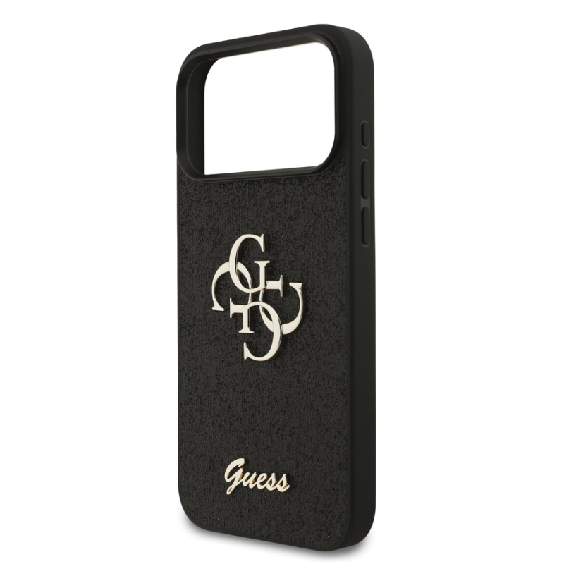Guess PU Fixed Glitter 4G Metal Logo Case for iPhone 18 Pro Max Black