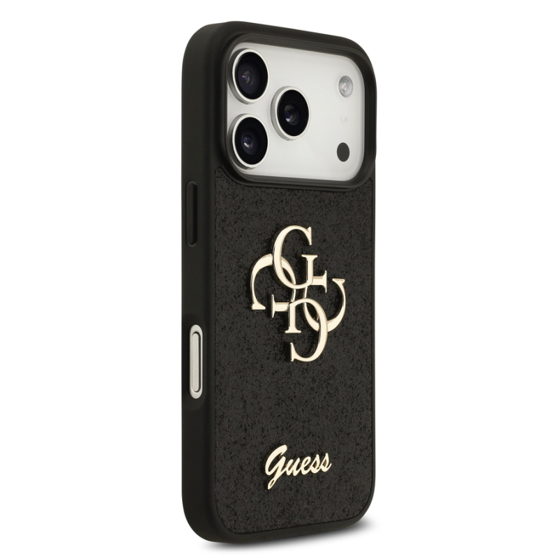 Guess PU Fixed Glitter 4G Metal Logo Case for iPhone 18 Pro Black