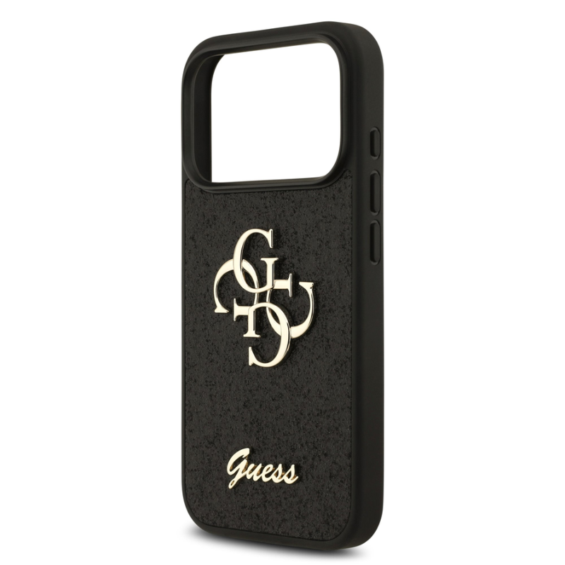 Guess PU Fixed Glitter 4G Metal Logo Case for iPhone 18 Pro Black