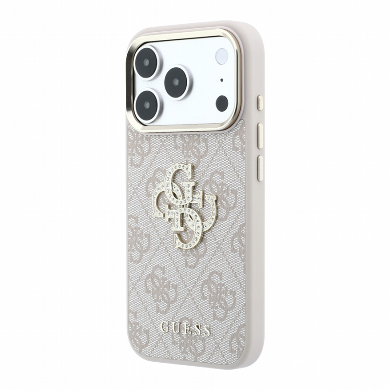 Guess PU 4G Strass Metal Logo Case for iPhone 18 Pro Max Pink