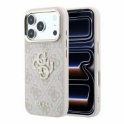 Guess PU 4G Strass Metal Logo Case for iPhone 18 Pro Max Pink