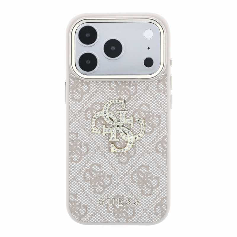 Guess PU 4G Strass Metal Logo Case for iPhone 18 Pro Max Pink