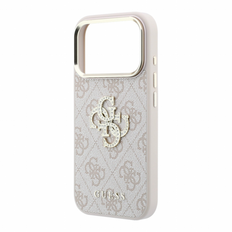 Guess PU 4G Strass Metal Logo Case for iPhone 18 Pro Max Pink