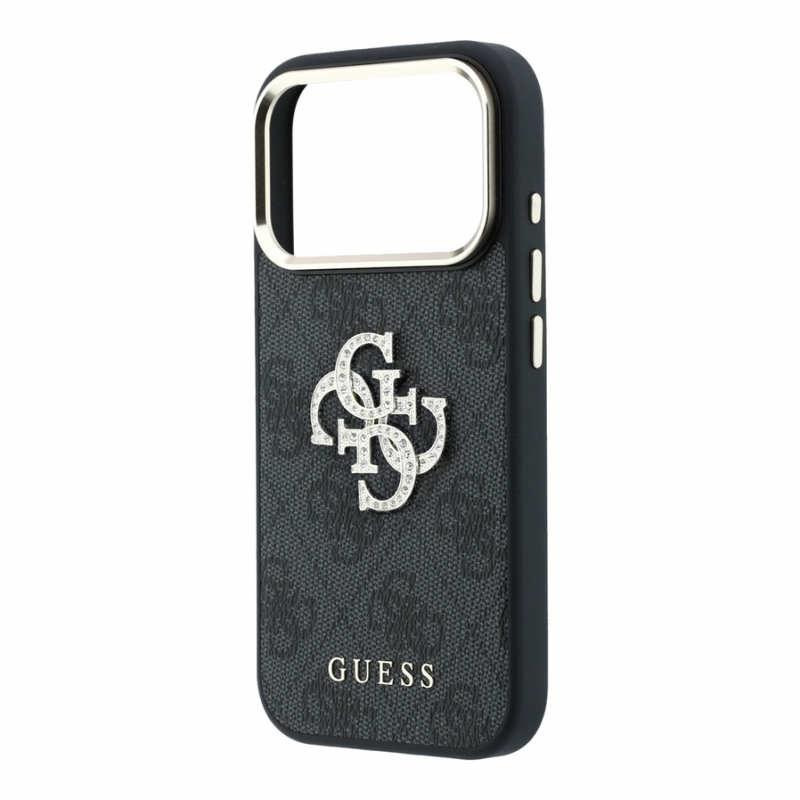 Guess PU 4G Strass Metal Logo Case for iPhone 18 Pro Max Black