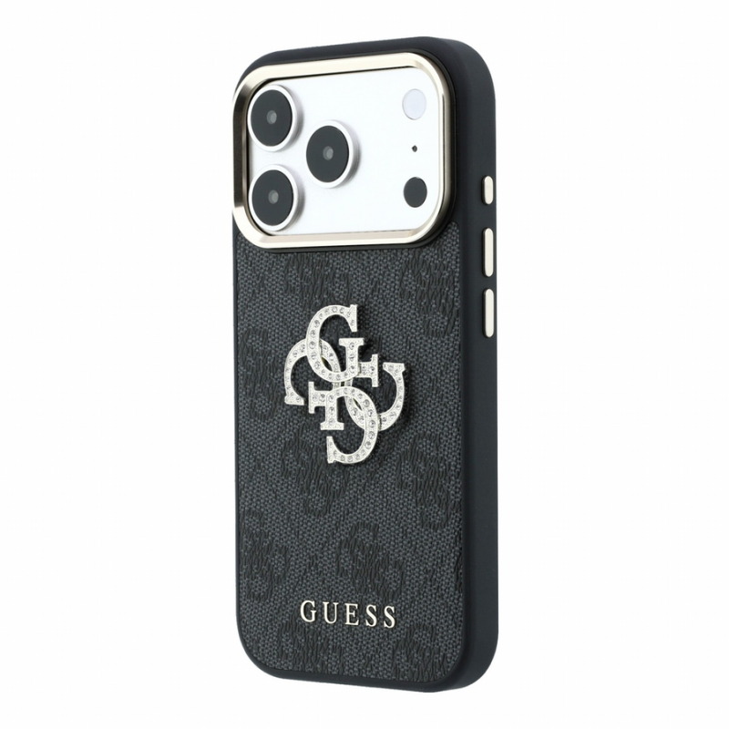 Guess PU 4G Strass Metal Logo Case for iPhone 18 Pro Black
