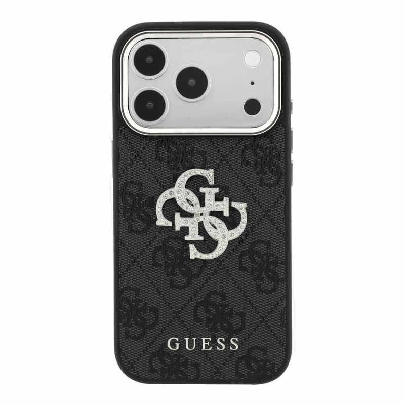 Guess PU 4G Strass Metal Logo Case for iPhone 18 Pro Black
