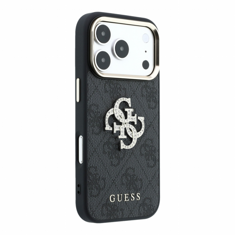 Guess PU 4G Strass Metal Logo Case for iPhone 18 Pro Black