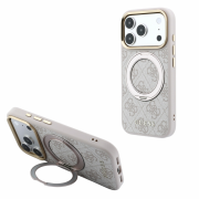 Guess PU 4G Ring Stand MagSafe Case for iPhone 18 Pro Pink