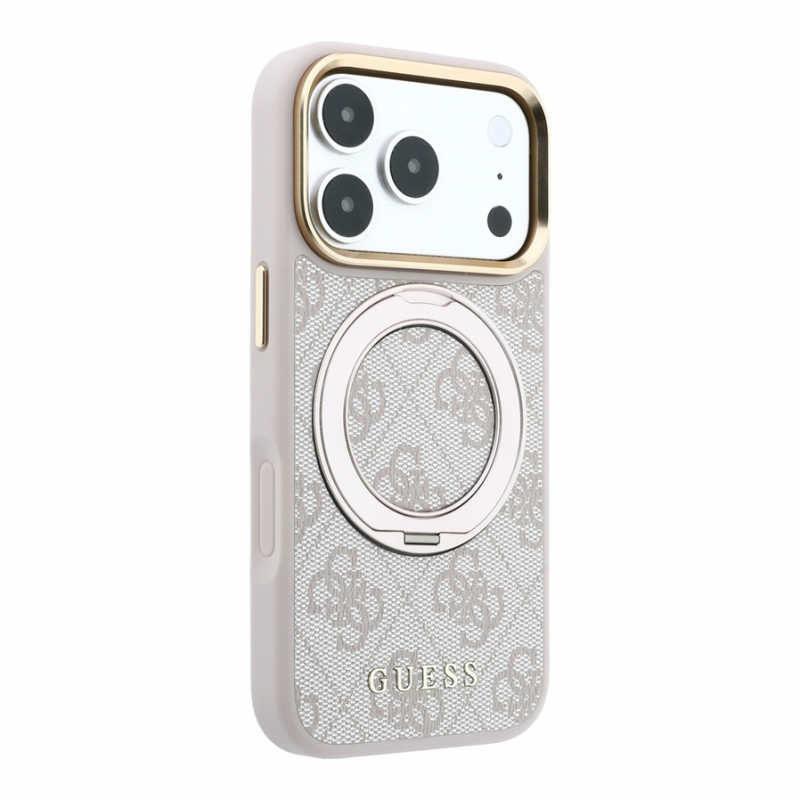 Guess PU 4G Ring Stand MagSafe Case for iPhone 18 Pro Max Pink