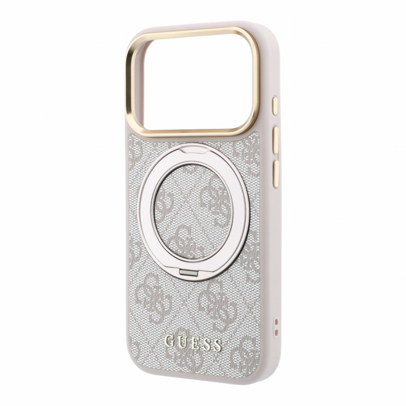 Guess PU 4G Ring Stand MagSafe Case for iPhone 18 Pro Max Pink