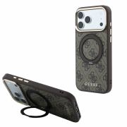 Guess PU 4G Ring Stand MagSafe Case for iPhone 18 Pro Max Brown