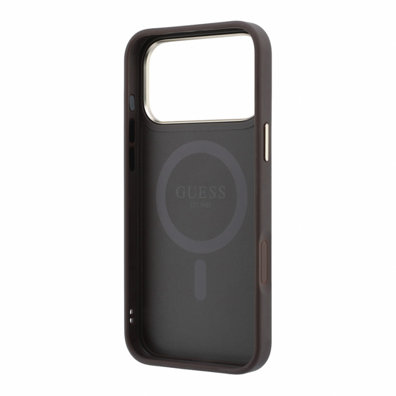 Guess PU 4G Ring Stand MagSafe Case for iPhone 18 Pro Max Brown