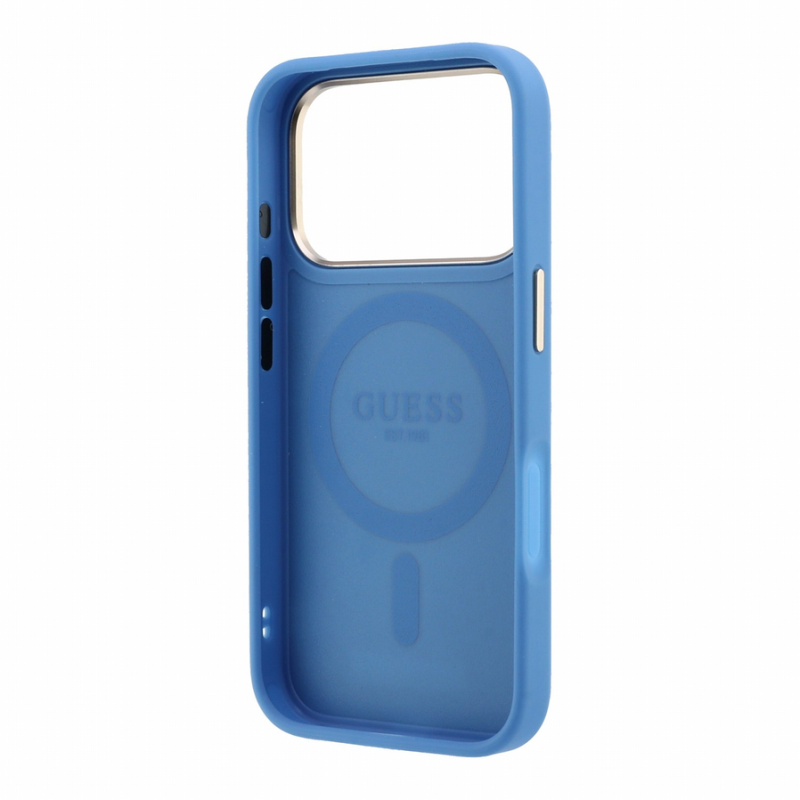 Guess PU 4G Ring Stand MagSafe Case for iPhone 18 Pro Max Blue
