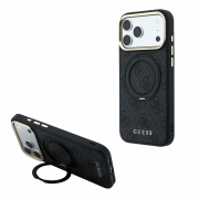 Guess PU 4G Ring Stand MagSafe Case for iPhone 18 Pro Max Black