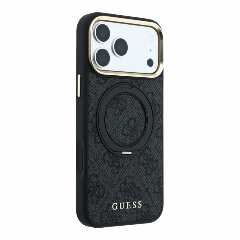 Guess PU 4G Ring Stand MagSafe Case for iPhone 18 Pro Max Black