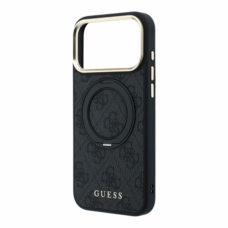 Guess PU 4G Ring Stand MagSafe Case for iPhone 18 Pro Max Black