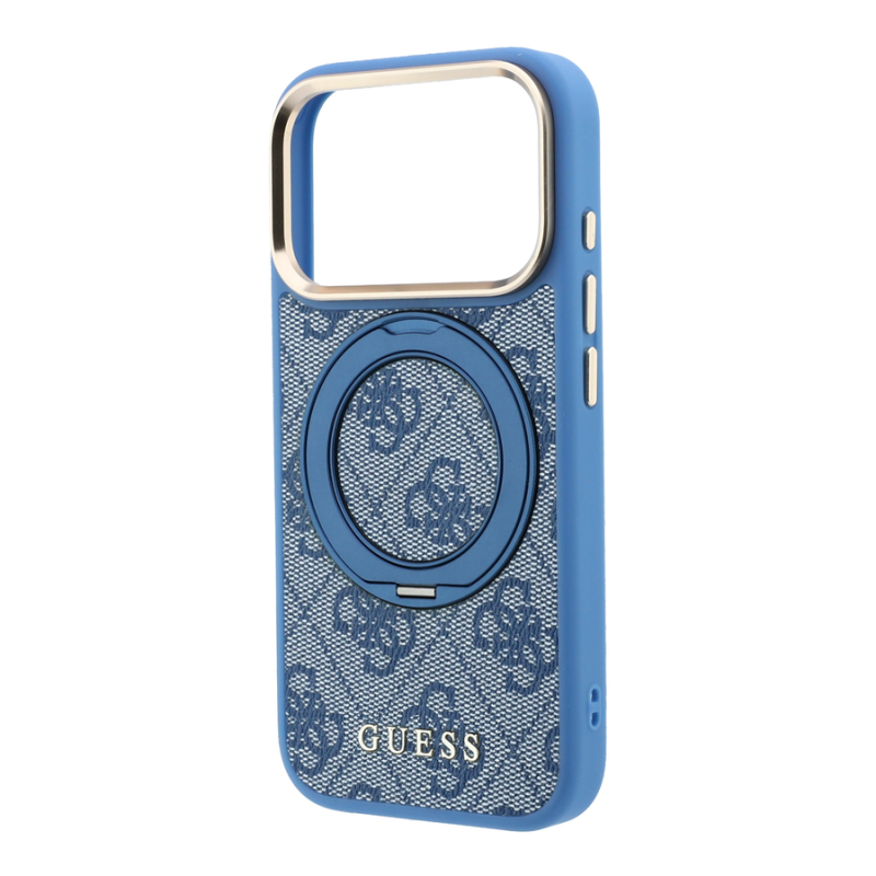 Guess PU 4G Ring Stand MagSafe Case for iPhone 18 Pro Blue