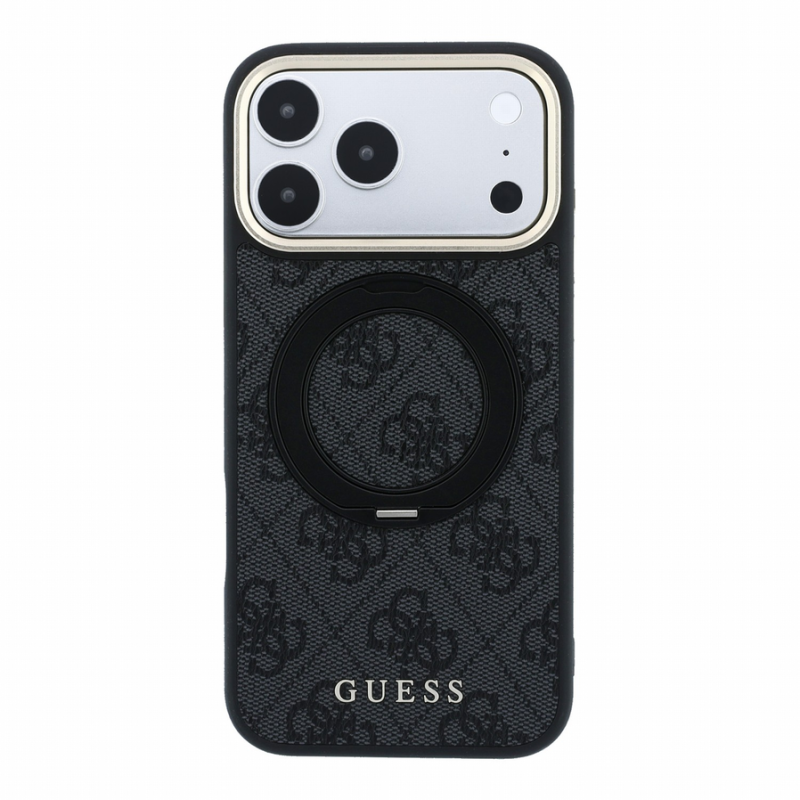 Guess PU 4G Ring Stand MagSafe Case for iPhone 18 Pro Black