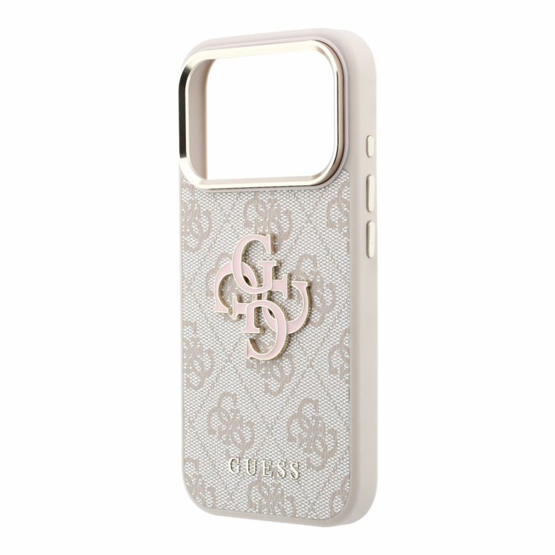 Guess PU 4G Resin Metal Logo Case for iPhone 18 Pro Max Pink
