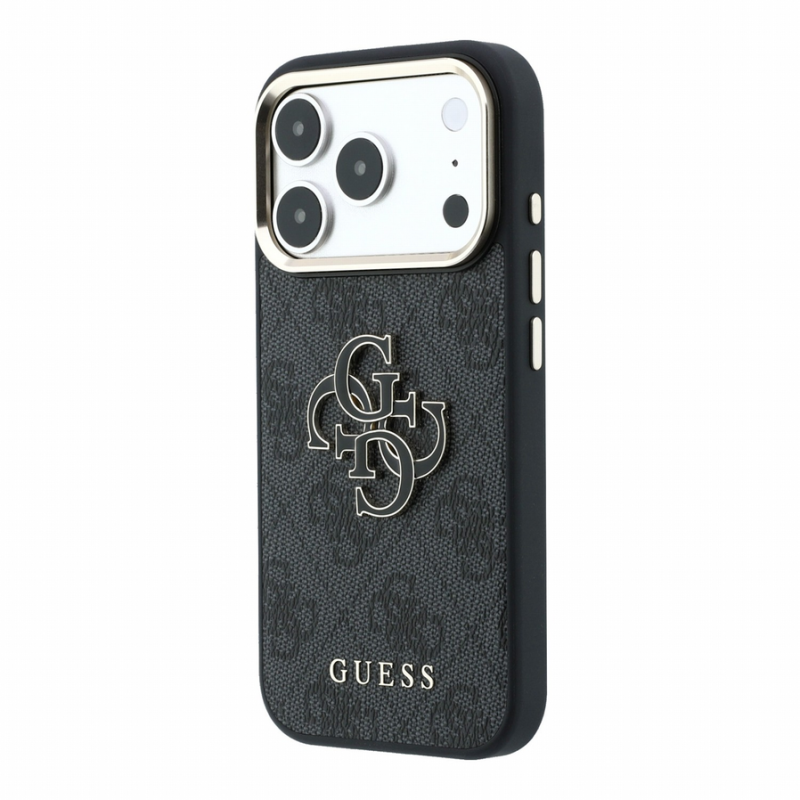 Guess PU 4G Resin Metal Logo Case for iPhone 18 Pro Max Black