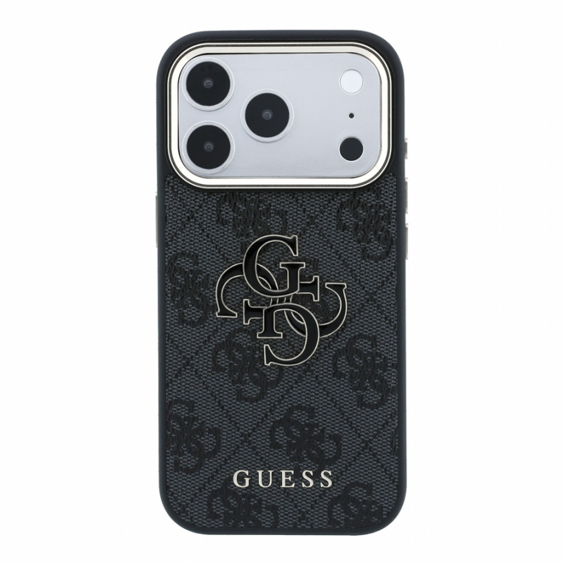 Guess PU 4G Resin Metal Logo Case for iPhone 18 Pro Max Black